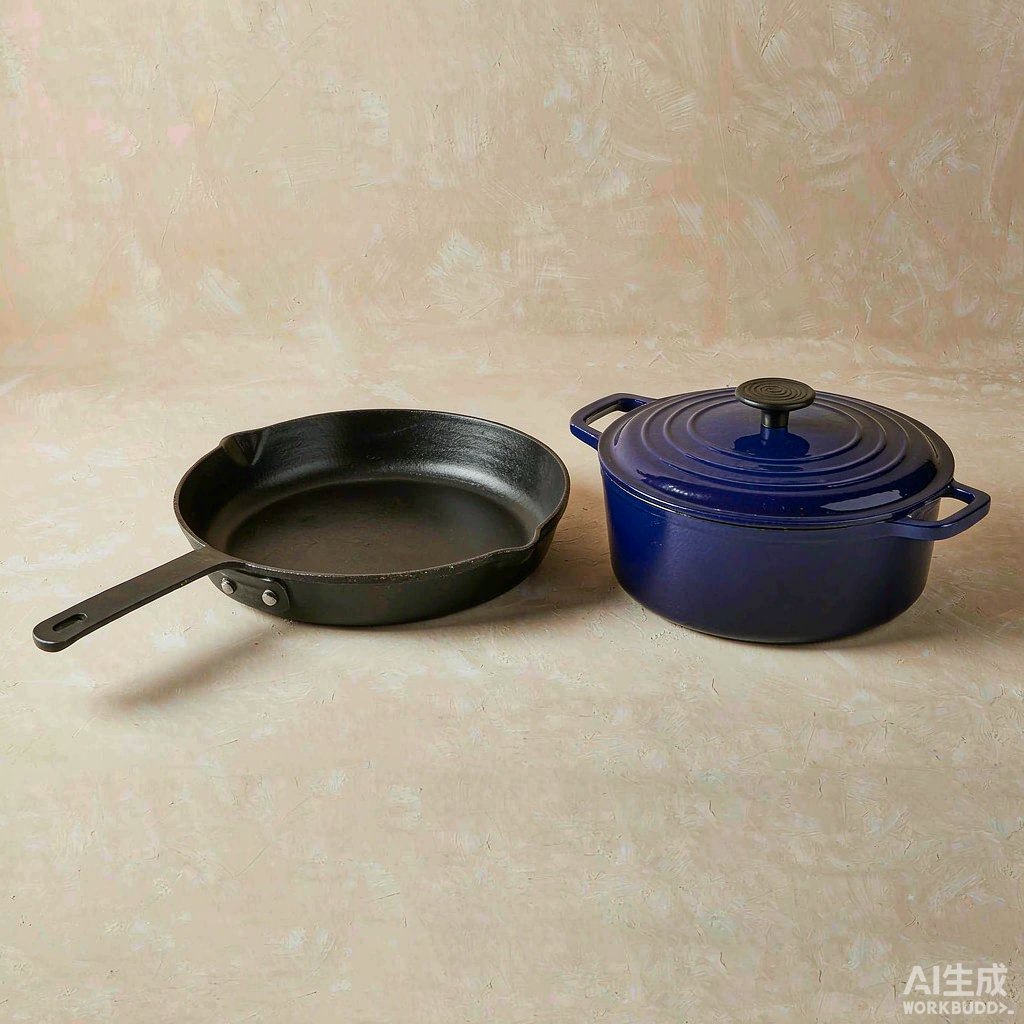 Pre-seasoned cast iron skillet and enameled cast iron Dutch oven