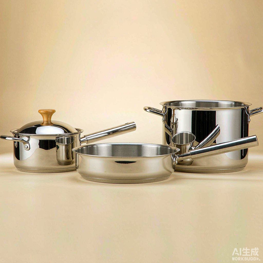 Tri-ply stainless steel cookware set - saucepan, frying pan and stock pot